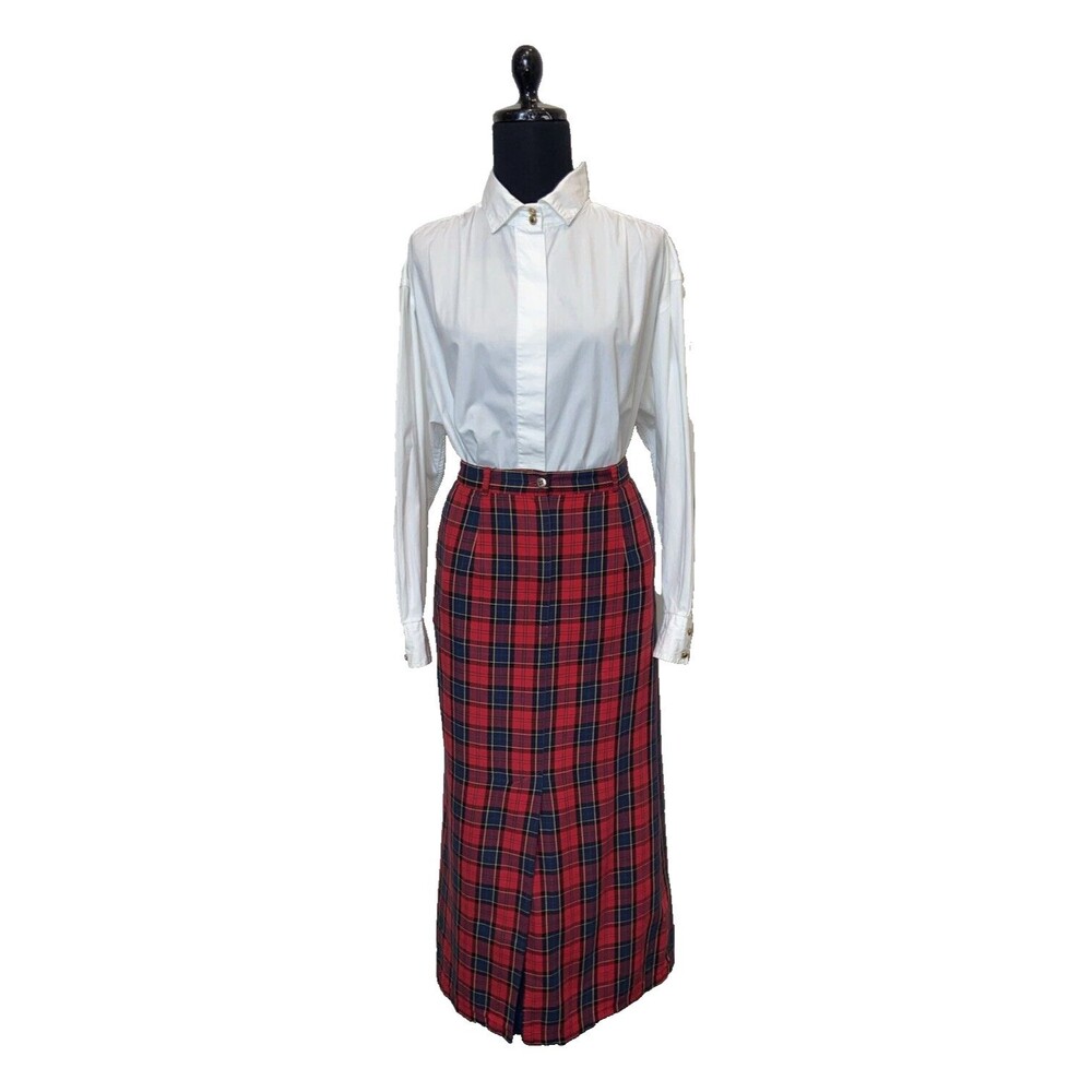 Vintage Bechamel Christmas plaid, maxi skirt size 14